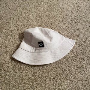 White Bucket Hat with smiley face